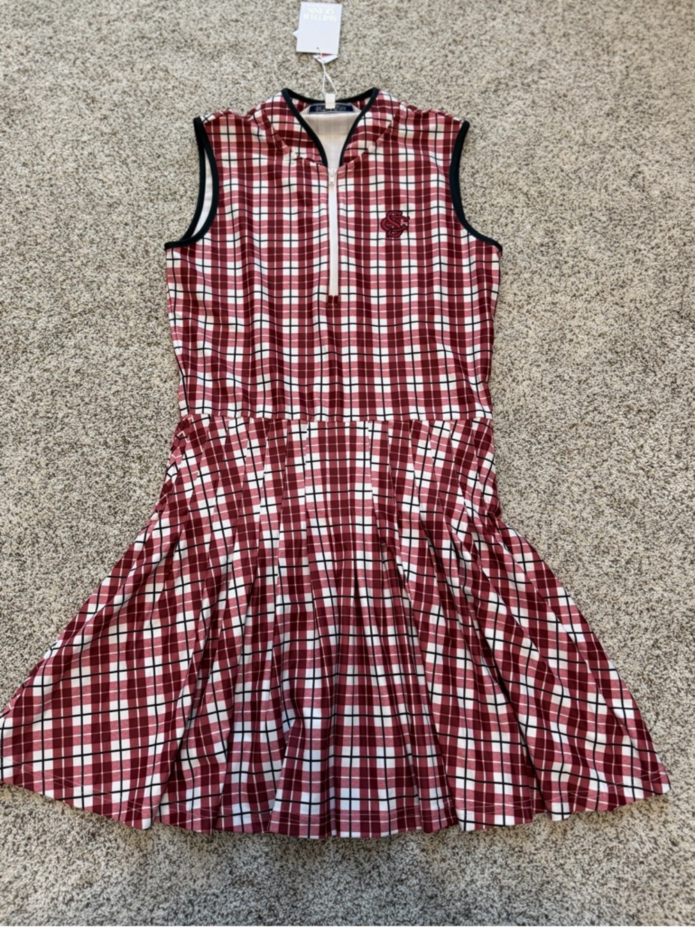 Smith & Quinn South Carolina Plaid Mackenzie Dress Size M Red White Zip Front